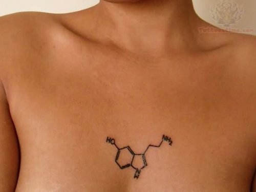 Shiney Molecule Tattoo On Girl Chest